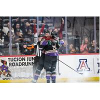 Tucson Roadrunners' Dylan Guenther and Josh Doan on game night