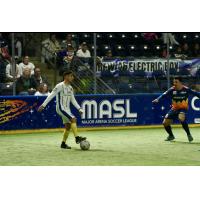 San Diego Sockers' Taylor Lachancecharlie Gonzalez and Tacoma Stars' Alessandro Canale on the field